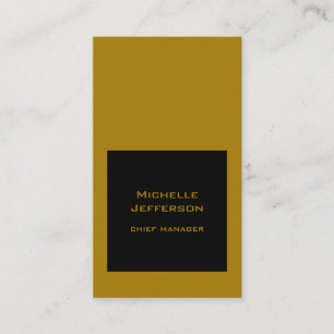 Carte De Visite Vertical Noir Couleur Or Moderne Design tendance