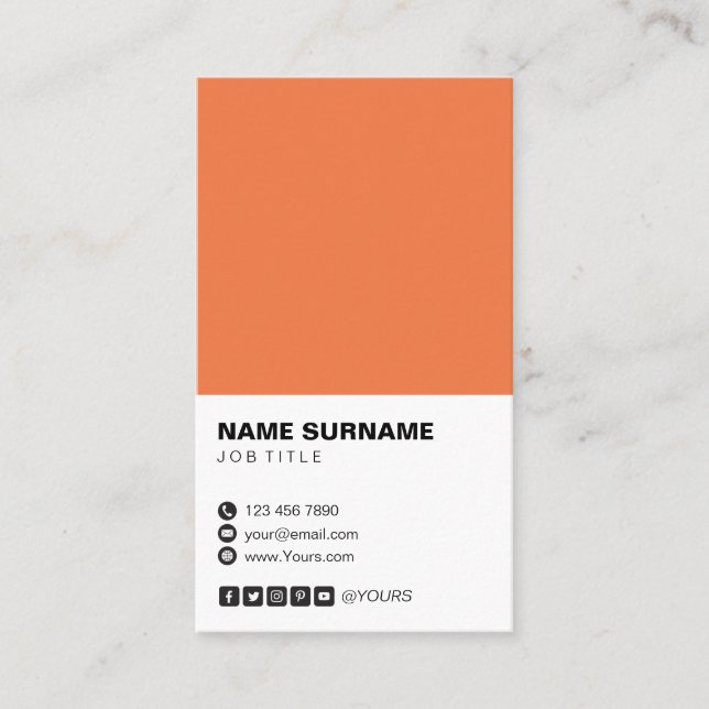 Carte de visite vertical orange professionnel (Devant)