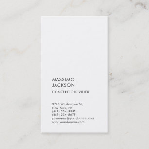Carte De Visite Vertical Plain Simple Noir Blanc Minimaliste