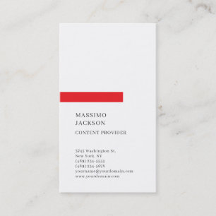 Carte De Visite Vertical Plain Simple Noir Blanc Rouge Minimaliste