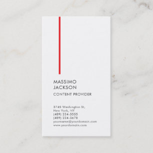 Carte De Visite Vertical Plain Simple Noir Blanc Rouge Minimaliste
