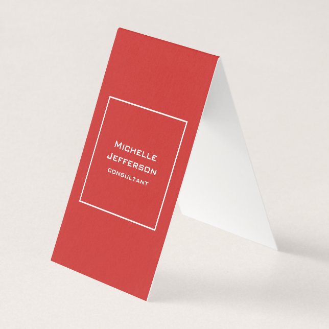 Carte De Visite Vertical Red Modern Stylish Trendy Minimalist (Devant)