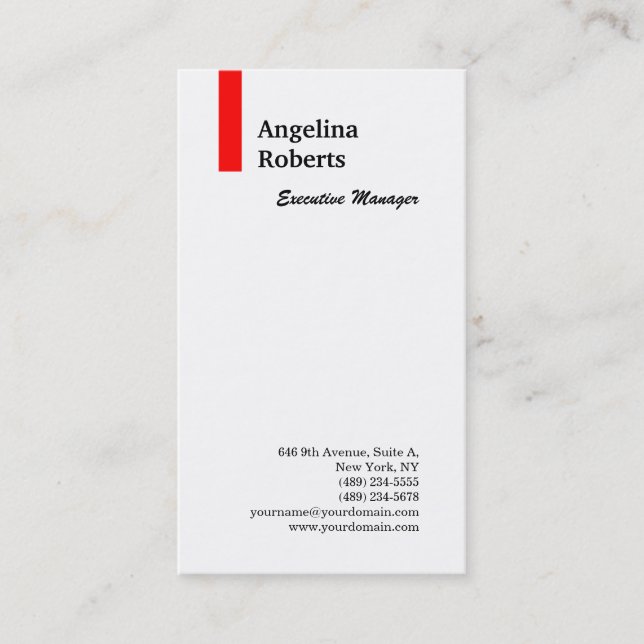 Carte De Visite Vertical rouge blanc professionnel simple minimali (Devant)