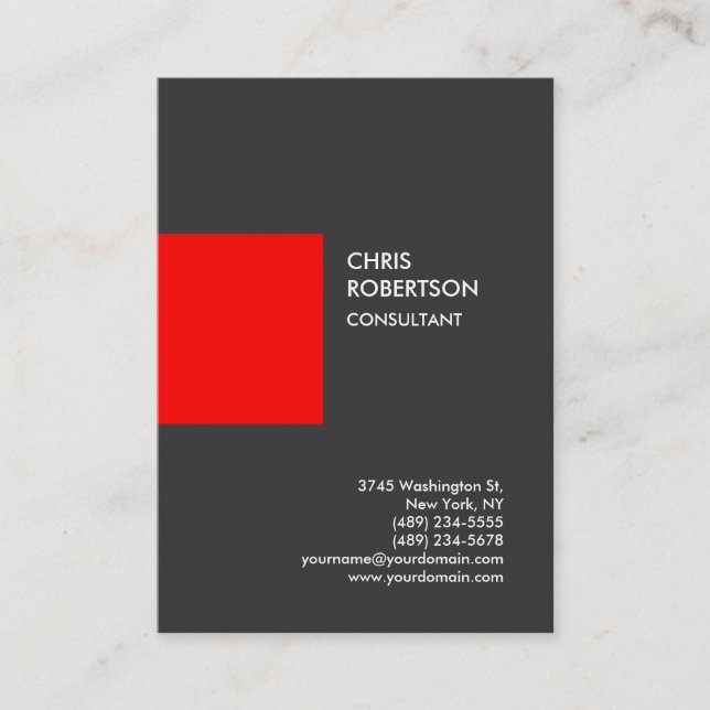 Carte de visite vertical rouge gris professionnel (Devant)