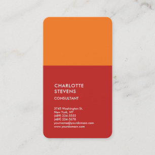 Carte De Visite Vertical rouge orange minimaliste Élégant Simple