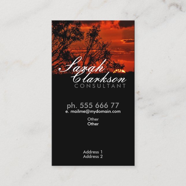 Carte de visite vertical rouge Sunset Horizon (Devant)