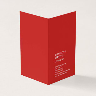 Carte De Visite Vertical Rouge tendance minimaliste Élégant Simple