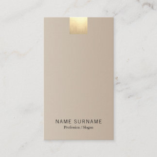 Carte De Visite Verticale beige moderne élégante d'accent d'or de