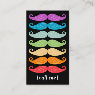 Carte De Visite Verticale Bizcard de moustaches d'arc-en-ciel