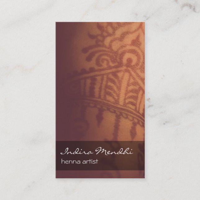 Carte De Visite Verticale bouddhiste de Mendhi Namecard de henné (Devant)