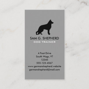 Carte De Visite Verticale de silhouette de chien de berger