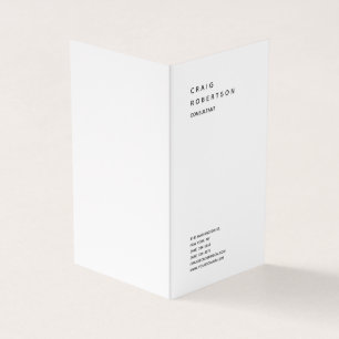 Carte De Visite Verticale minimaliste Plain Moderne Blanc tendance