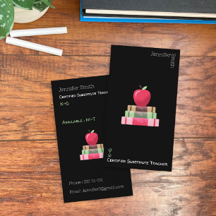 Carte de visite verticale Professeur Rouge Pomme L