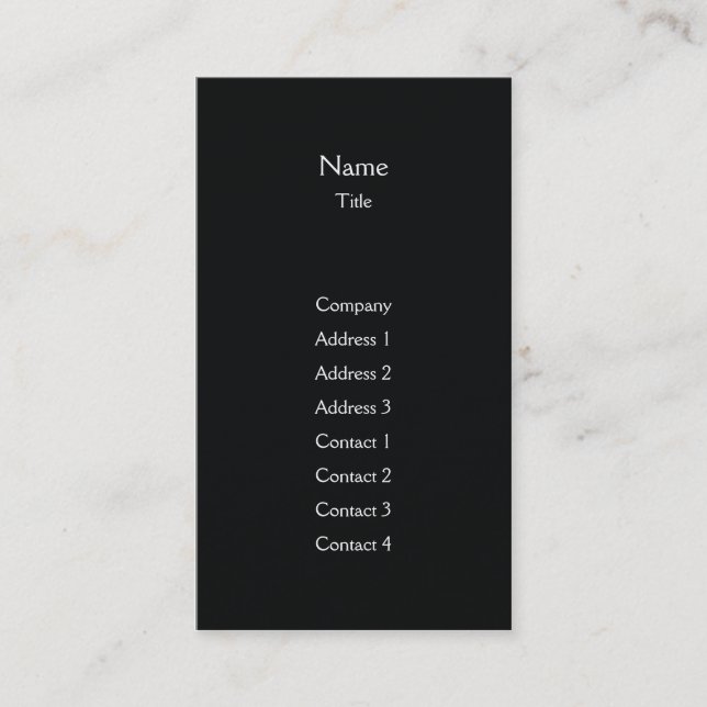 Carte De Visite Verticale simple noire - affaires (Devant)