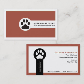 Carte De Visite Vet en terre cuite / Clinique vétérinaire minimali