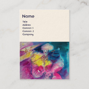 Carte De Visite VÊTEMENT AVEC OWL ET VIOLIN MONOGRAM, bleu rose