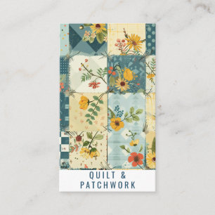 Carte De Visite Vêtement fait main en patchwork bleu jaune 