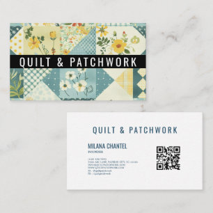 Carte De Visite Vêtement fait main en patchwork bleu jaune