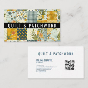 Carte De Visite Vêtement fait main en patchwork bleu jaune