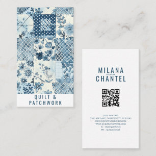 Carte De Visite Vêtement fait main en patchwork de quilt bleu