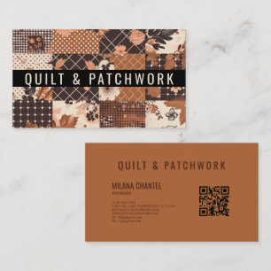 Carte De Visite Vêtement fait main en patchwork de quilt marron