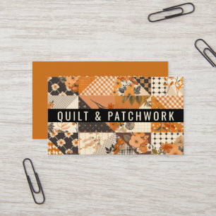 Carte De Visite Vêtement fait main en patchwork de quilt orange 