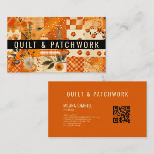 Carte De Visite Vêtement fait main en patchwork de quilt orange 