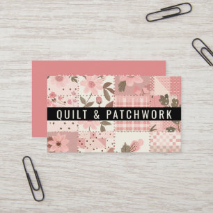 Carte De Visite Vêtement fait main en patchwork de quilt rose 