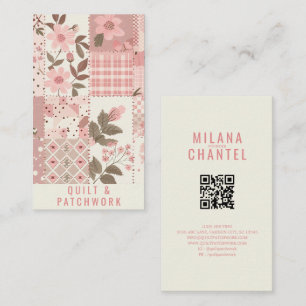 Carte De Visite Vêtement fait main en patchwork de quilt rose 