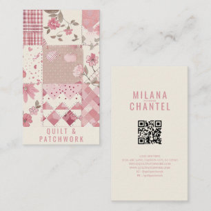 Carte De Visite Vêtement fait main en patchwork de quilt rose 