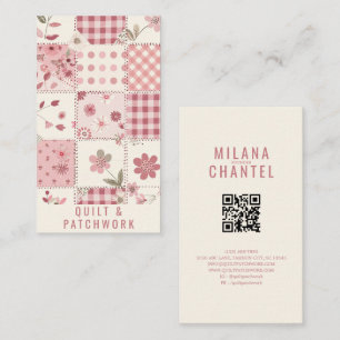 Carte De Visite Vêtement fait main en patchwork de quilt rose 