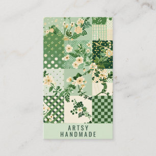 Carte De Visite Vêtement fait main en patchwork de quilt vert