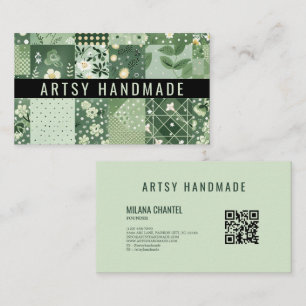 Carte De Visite Vêtement fait main en patchwork de quilt vert