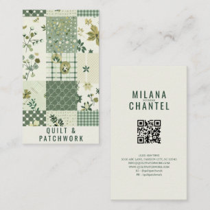 Carte De Visite Vêtement fait main en patchwork de quilt vert