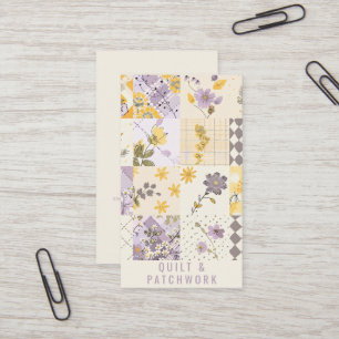 Carte De Visite Vêtement fait main en patchwork jaune lilas