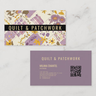 Carte De Visite Vêtement fait main en patchwork jaune lilas