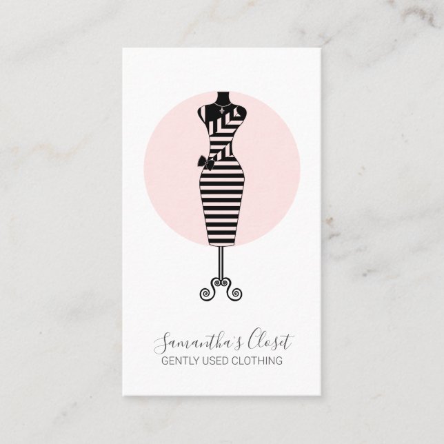 Carte De Visite Vêtements d'occasion Mannequin Blush Pink (Devant)