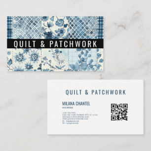 Carte De Visite Vêtements faits main en patchwork de quilt bleu
