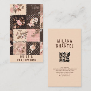 Carte De Visite Vêtements faits main en patchwork marron rose