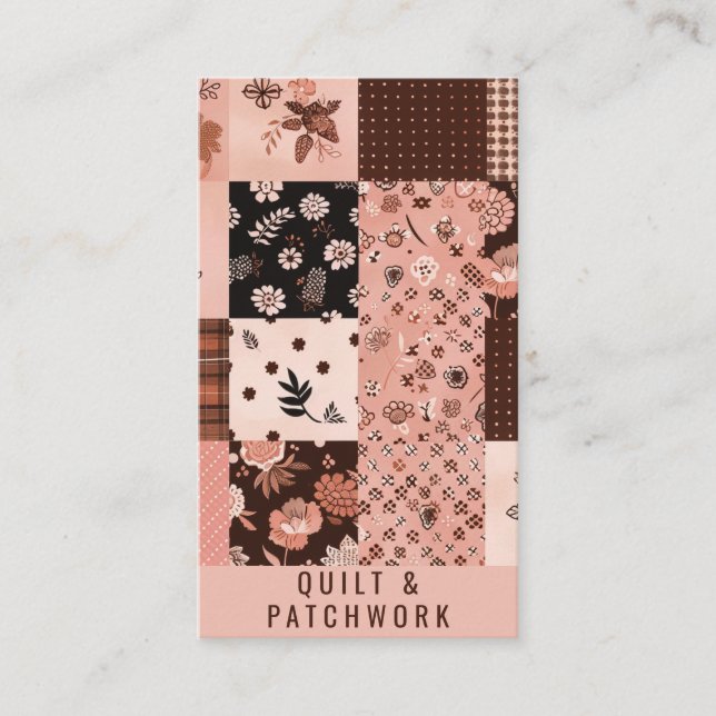 Carte De Visite Vêtements faits main en patchwork marron rose (Devant)