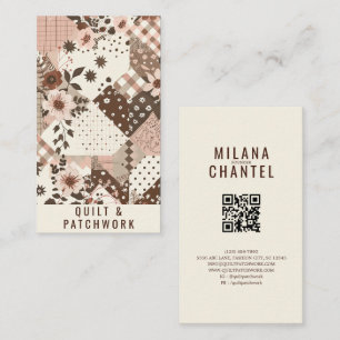 Carte De Visite Vêtements faits main en patchwork marron rose