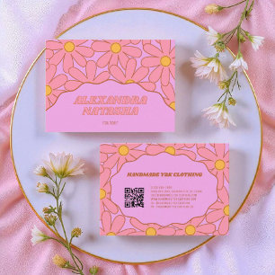 Carte De Visite Vêtements faits main rose violet Y2K Fleur