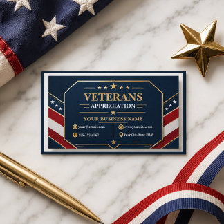 Carte De Visite Vétérans Merci | Fête patriotique militaire
