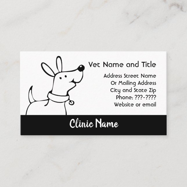 Carte de visite vétérinaire de chien de bande (Devant)