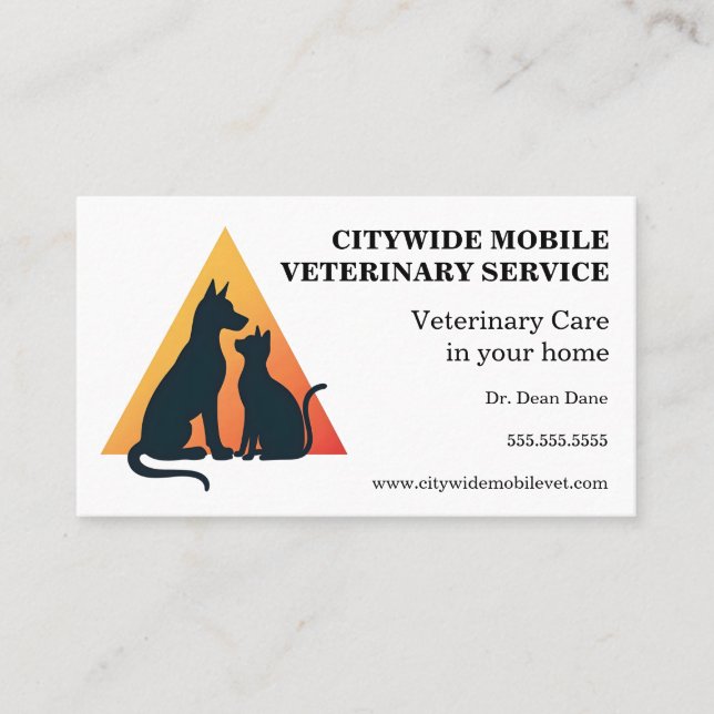 Carte De Visite Vétérinaire des soins vétérinaires mobiles (Devant)