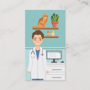 Carte De Visite Vétérinaire Homme Clinique Vétérinaire Avec Chat M