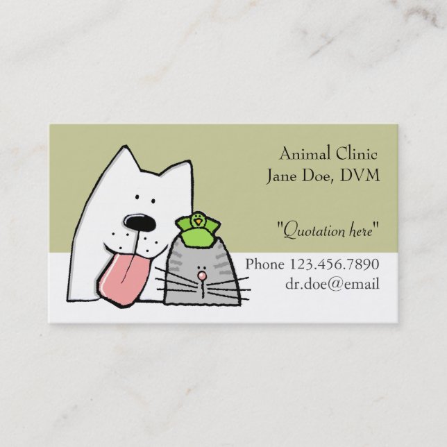 Carte De Visite Vétérinaire, Professionnel des soins aux animaux d (Devant)