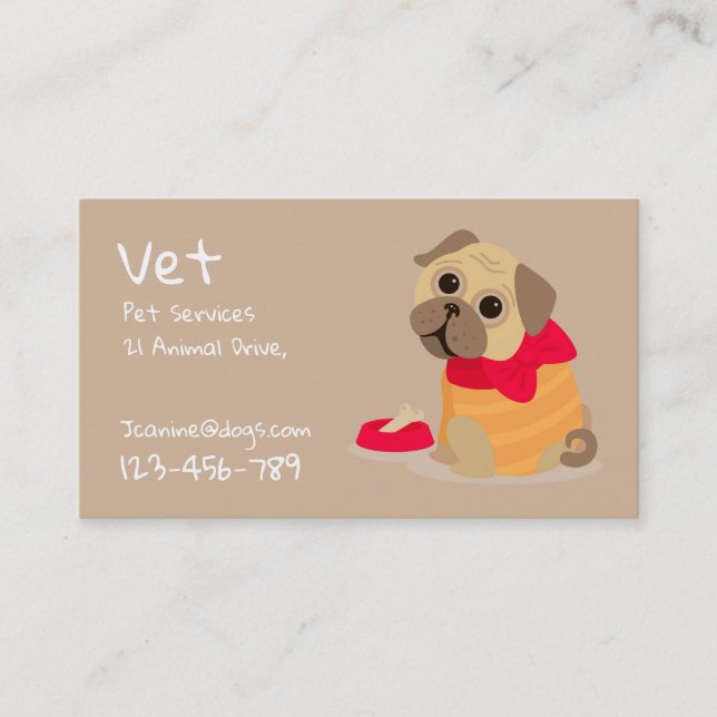Carte De Visite Vétérinaire professionnel services pour animaux de (Devant)