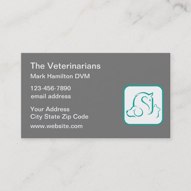 Carte De Visite Vétérinaire Thème Animaux de compagnie Emblem Cart (Devant)