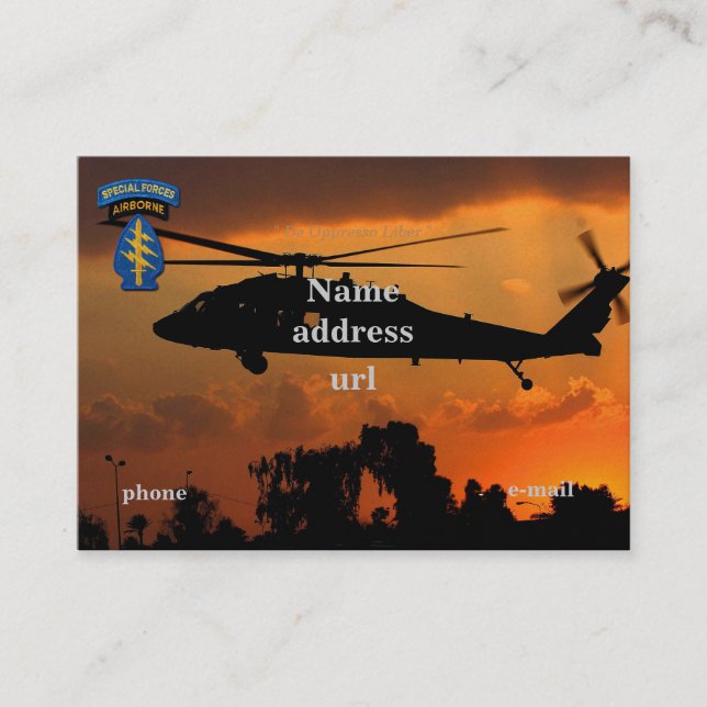 Carte De Visite Vétérinaires des bérets verts SFG SF LRRP de (Devant)